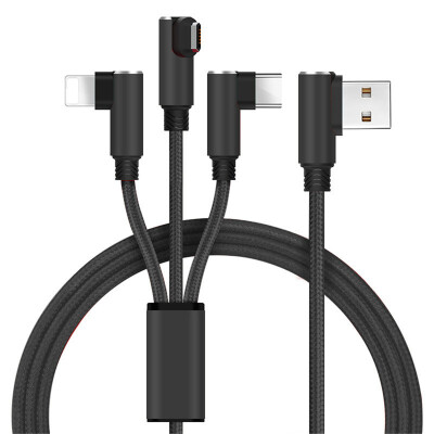 

Huashi car charging cable Apple Android data cable three-in-one elbow fast charging car mobile phone charging cable one for three Apple Android Type-C Huawei General Auto Accessories - Black