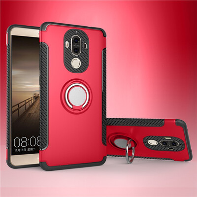 

Fecoprior Back Cover For Huawei Mate 9 Mate9 Case Car Holder Stand Hard PC Silicon Ring Suction Bracket Celulars