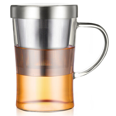 

Jingdong supermarket green beads lvzhu 380ml office cup glass heat-resistant tape with a cover to filter flowers&water cup A1042-a