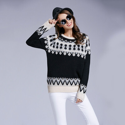 

PREISEI Fashion Autumn Women Sweet Casual Warm Knitted O-Neck Long Sleeve Thick Sweaters Ladies Pullover Mujer Femme