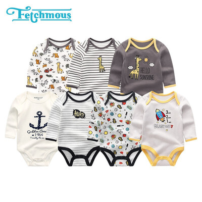 

7PCSLot Unicorn Full Sleeve Newborn Baby Girls Clothes Rompers Babywear Bodysuists One Pieces Baby Boys Clothes Cotton O-Neck