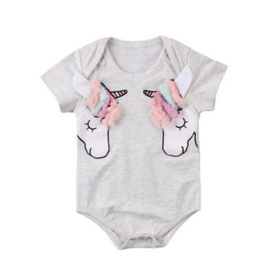 

UK New Newborn Baby Girl Unicorn Romper Jumpsuit Bodysuit Outfits Clothes Summer