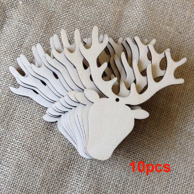 

10pcs Christmas Tree Decorations Wooden Pendants Crafts Scene Layout Hanging Ornaments Party Wedding Holiday Adornment
