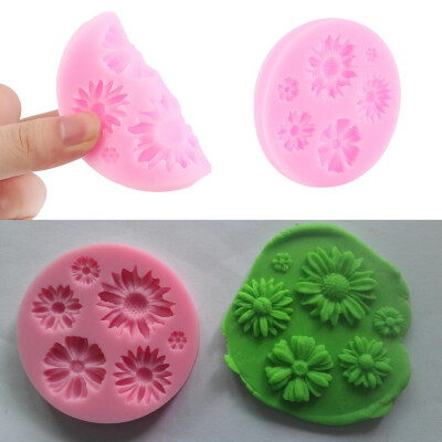 

3D Flower Round Shaped Fondant Chocolate Candy Molds Cake Tools Mould Silicone