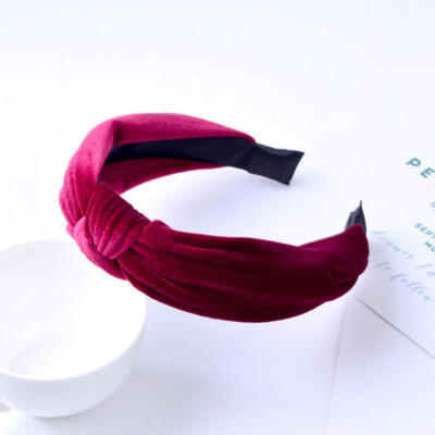 

Hot Womens Headband Twist Cross Hair Band Wide Side Velvet Solid Color Exotic