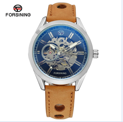 

Forsining Mens Casual Sport Watch Genuine Leather Top Brand Luxury Army Military Automatic Mens Wrist Watch Skeleton Clock