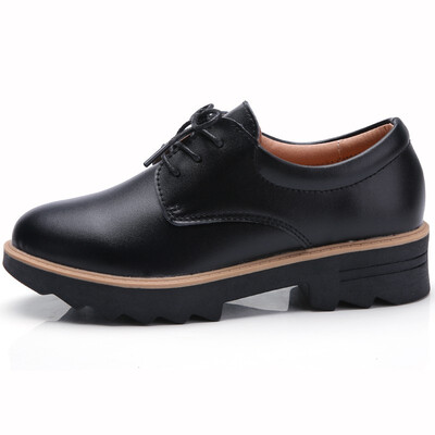 

2018 new Korean version of the lace casual shoes students wild college small shoes comfortable mother shoes thick with soft leathe