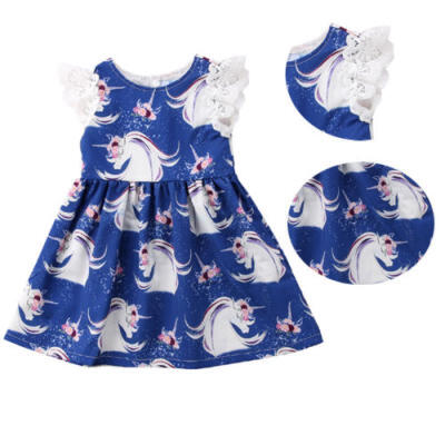 

Little Princess Kids Baby Girl Dress Unicorn Dress Casual Party Dresses 1-6T