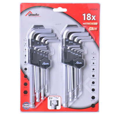 

Tactix 702628 Onsite Series 18-piece set of hex wrench set ball head hex wrench long hexagon tool with male