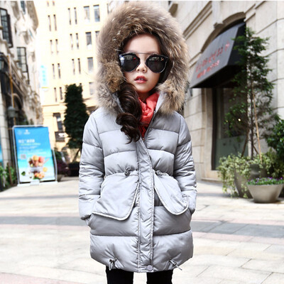 

2018 Thick Warm Fur Hooded Girls Winter Coat Zipper Solid Slim Child Winter Jacket For Girls Baby Kids Cotton Parka Down