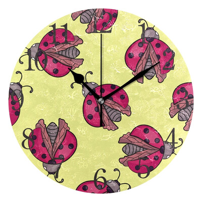 

Wall Clock Arabic Numerals Design Cartoon Ladybug Round