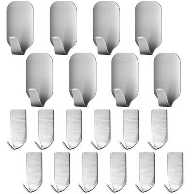 

UpperX 20 Pieces Self Adhesive Stainless Steel Wall HooksUtility Hanging Hooks for Robe Coat Bags8 Large12 Small