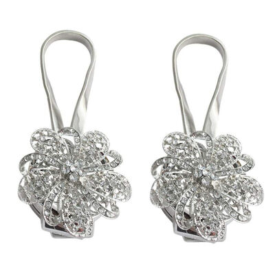

UpperX Curtain Magnetic Tie Back Flower Curtain Clips Buckle for Home Office Decoration Silver