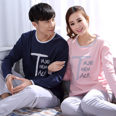 

Antarctic pajamas home service cute men&women letters solid color cotton long-sleeved home suit suit N675X20022-3T word female XL