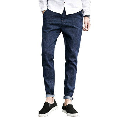 

MSEK) NZK3646 Men's Korean Slim Pants Personal Trends Feet Jeans Blue 32