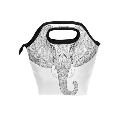 

Insulated Lunch Tote Bag Elephant Head Travel Picnic Lunch Handbags Portable Zipper Lunch Bag Box