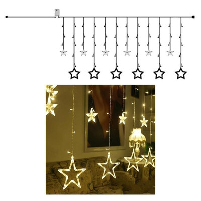 

2019 New Party Decoration 108 Bulbs LED 25M Indoor Outdoor Party Christmas Tree Garden Yard Fence Lamp Holiday Pentacle Curtain