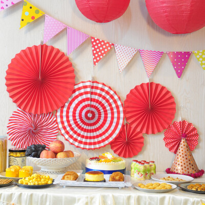 

Dome recalls 6 pieces of wedding supplies paper flower arrangement wedding ceremony childrens birthday party wedding shopping mall decoration paper flower fan activity arrangement supplies dress up paper pull flower red