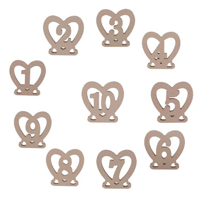 

UpperX 10Pcs Heart Table Number Plate Wooden Wedding Party Signs Bar Restaurant Hollow Wood Table Numbers Holders Home Decor