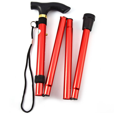 

Aluminum Metal Folding Walking Stick with Adjustable Height&Non-slip Rubber Base Four telescopic folding climbing sticks