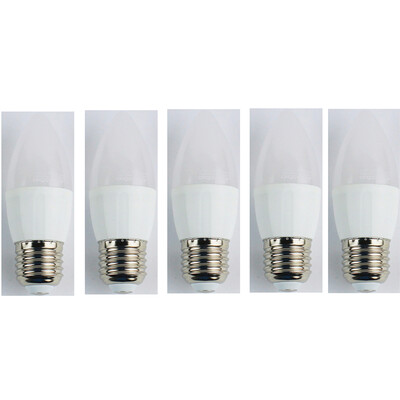 

5PCS 4W E27 LED Candle Light Bulb C37 6 Leds SMD 3528 Cold White 320lm 6400K AC 110-240V