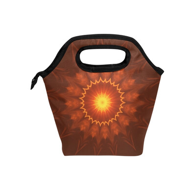 

Insulated Lunch Tote Bag Orange Pattern Travel Picnic Lunch Handbags Portable Zipper Lunch Bag Box