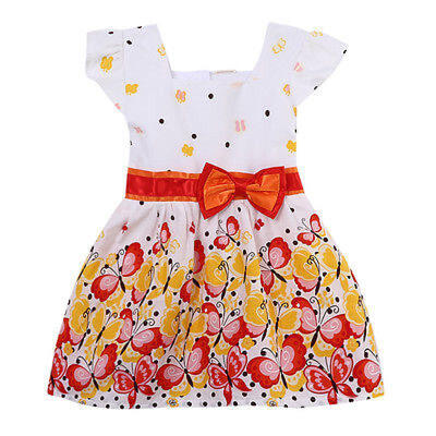 

2015 Sweet Baby Kids Girls Party Sleeveless Print Flower Gown Formal Dress 1-7Y