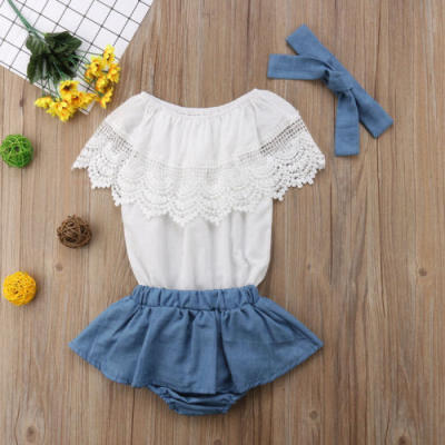 

Baby Girls Newborn Clothes Lace TopsDenim TuTu Skirts Dress Summer Outfits Set