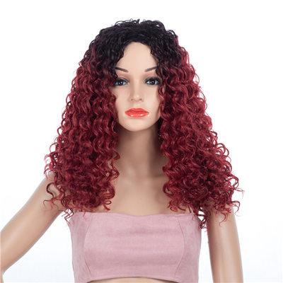 

Kanekalon Wigs Long Afro Kinky Curly Wig Ombre Natural Black To Burg Synthetic Wigs for Black Women African Hairstyle T1BBurgundy