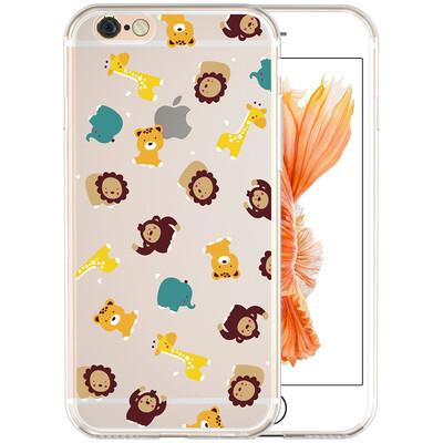 

BIAZE Apple, 6 / 6S Плюс телефон оболочка iPhone6 ​​/ 6S Plus Мультфильм Выдерживает падение защитного рукава мягкой оболочки прозрачных все включено любят животное серию JK126- Город