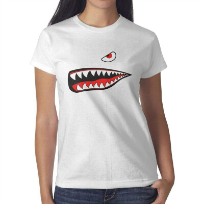 

3D Shark Teeth Girls White tee Shirt Cotton Interesting T-Shirts