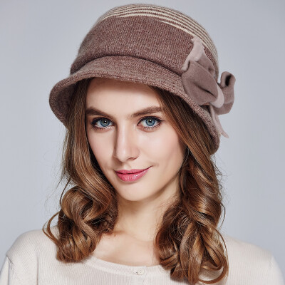 

Lan Shi Yu wool female hat autumn&winter Korean version of warm wool hats fashion wool plus velvet hat M04304 brown