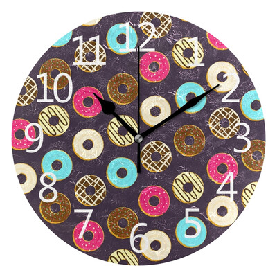 

Wall Clock Arabic Numerals Design Colorful Dark Pattern Round