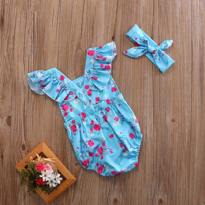 

0-24M Newborn Baby Girl Floral Backless Romper Jumpsuit Bodysuit Sunsuit Clothes