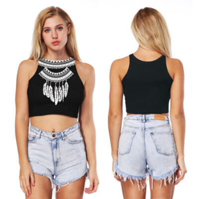 

Womens Summer Short Sleeve Tee Blouse Casual Crop Top Letter Print T-Shirt Tops