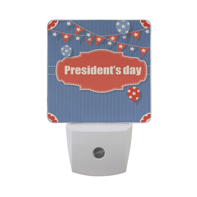 

ALAZA LED Night Light With Smart Dusk To Dawn SensorHappy Presidents Day With Stars Plug In Night Light