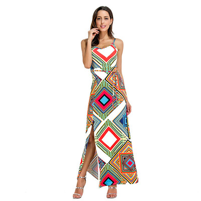 

PREISEI Summer Women Sexy Elegant Backless Print Maxi Dresses O-Neck Sling Sleeveless Plus Size Long Party Dress Vestido PR7274