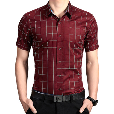 

Men Dress Plaid Shirts New 2016 Spring Summer Fashion Men Short Sleeves Men Shirts High Quality Men Shirt Plus Size  Hot Sale