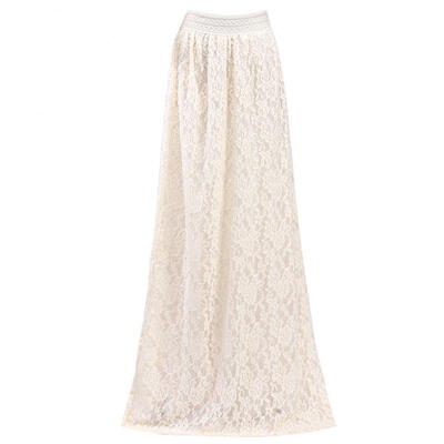 

Women Double Layer Chiffon Pleated Long Maxi Dress Elastic Waist Skirt US STOCK