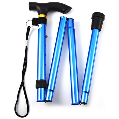

Aluminum Metal Folding Walking Stick with Adjustable Height&Non-slip Rubber Base Four telescopic folding climbing sticks