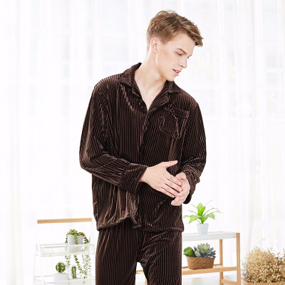 

Gold velvet pajamas mens long-sleeved trousers in autumn&winter home clothing set