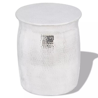 

Hammered Aluminium StoolSide Table Silver