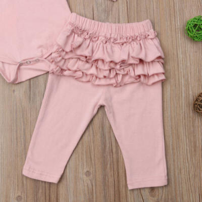 

Cute Newborn Baby Girl Fly Sleeve Tops Romper Ruffle Long Pants Outfits Clothes