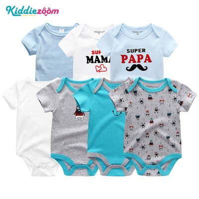 

7PCSLot Print Cartoon Baby Girls Clothes Bodysuits Clothing Sets Baby Boy Clothes Cotton Newborn Rompers Short Sleeve Babywear