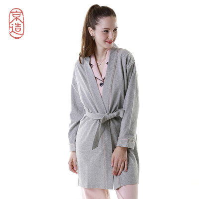 

JZAO Ms ODells elastic small terry home clothes nightgown gray  16590A