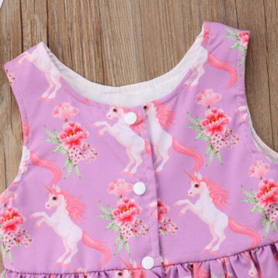 

Floral & Unicorn Outfits Kid Baby Girl Mini Dress Tops Shorts Pants Clothes 1-6T