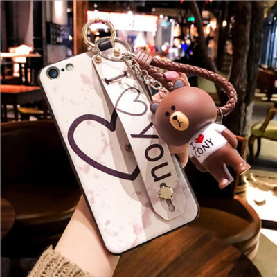 

For iPhone 7 Phone Cases 2018 new Arrival Fashion Covers Soft TPU With Wristband Kickstand Hand rope Small Bear case