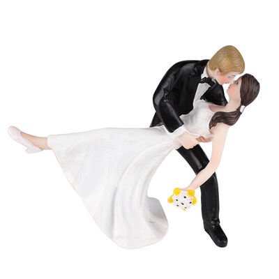 

UpperX 1 white black resin bride&groom tango kiss cake decoration ornaments doll decoration size 135117cm