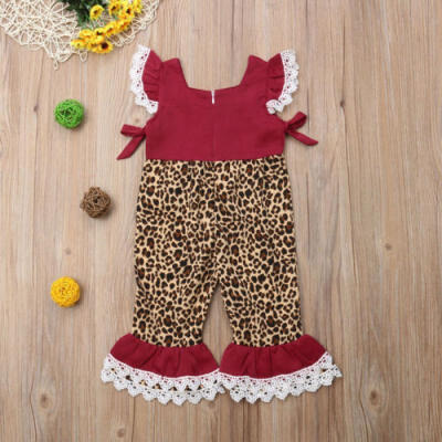 

Cute Toddler Baby Girl Leopard lace Romper Bodysuit Jumpsuit kids Clothes Outfit