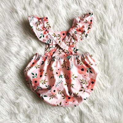 

Newborn Baby Girl Fly Sleeve Floral Bodysuit Romper Jumpsuit Sunsuit Clothes Set